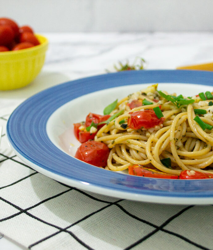 Spaghetti Integrale ao Azeite e Tomate Cereja